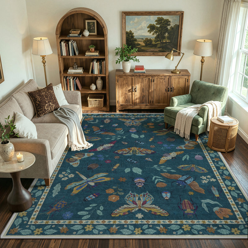 Charlton Home® Goldene Animal & Insect Machine Washable Area Rugs
